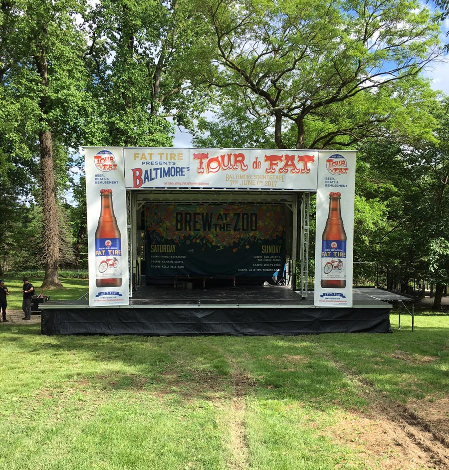 Tour de Fat Fat Tire branded Apex stage in a park, Baltimore 2017