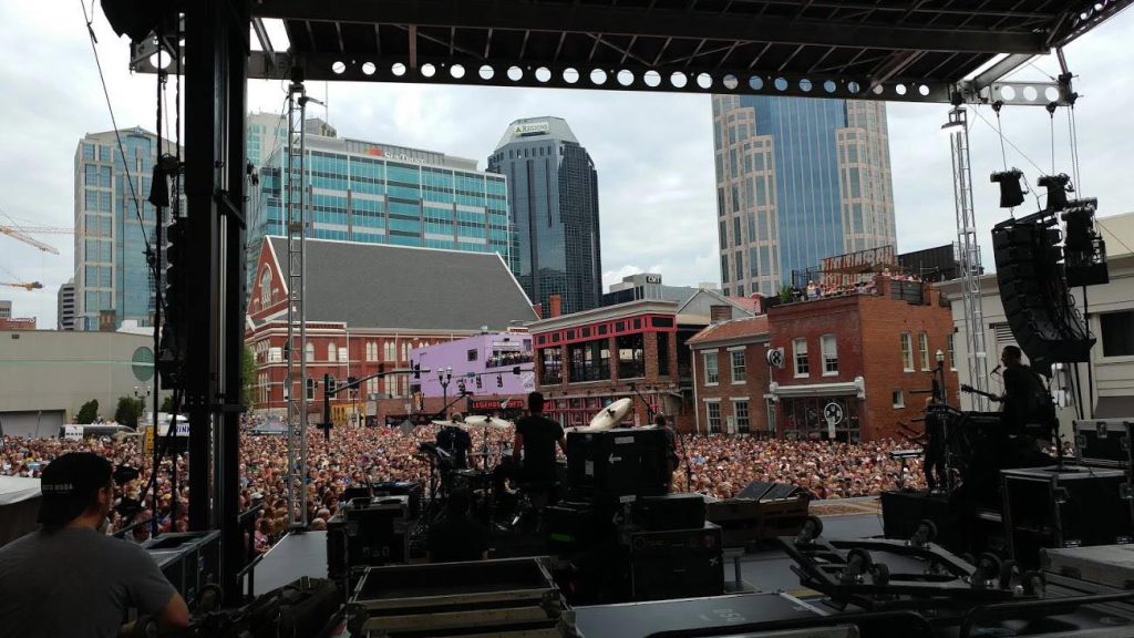 View from the Apex stage looking out at a massive Nashville street festival crowd